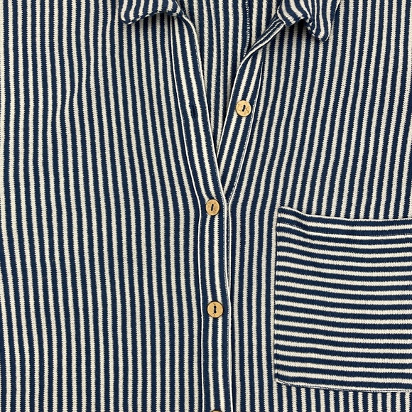 Free People FP Beach Oversized Striped Shirt Long Sleeve Button Up Relaxed Top M - Picture 11 of 14